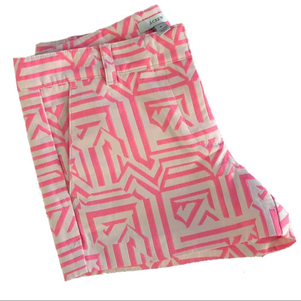 J Crew geometric hot pink shorts